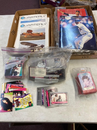 Airplane magazines Nolan Ryan baseball magazines trading cards Superman Terminator 2 Music