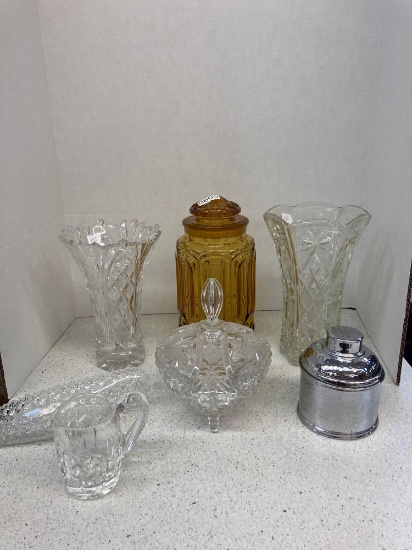 Glass vases candy dish large canister morev