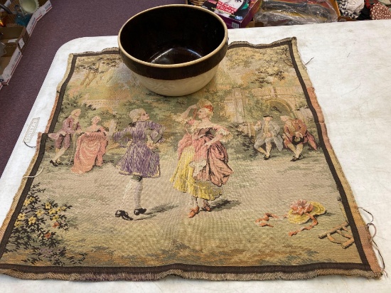 Crock bowl and tapestry