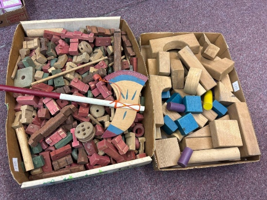 antique wood toy building blocks