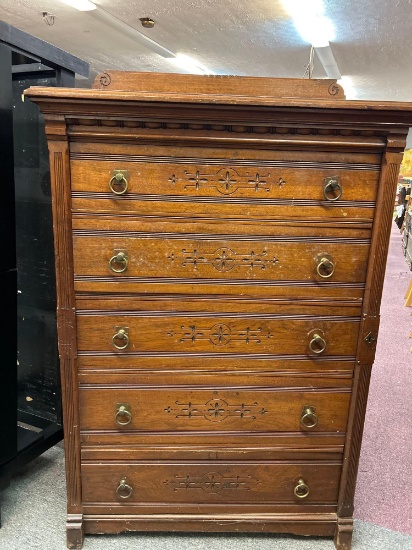 Eastlake chest of drawers w/ unique side lock