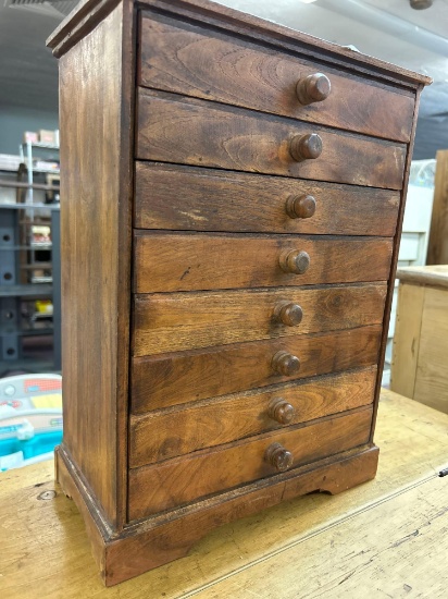small 8 drawer primitive chest cabinet 17 inches tall