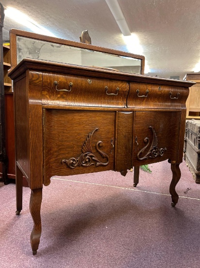quarter sawn oak sideboard w/ mirror very nice smaller SZ