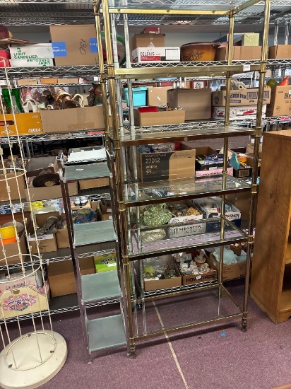 Glass and metal shelves