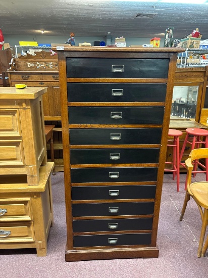vintage 10 drawer Oak Cabinet