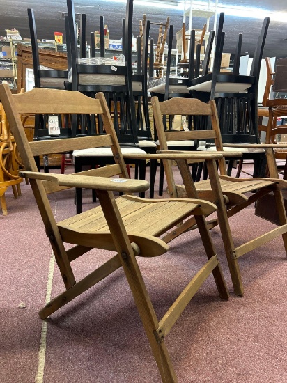 2 antique wood folding chairs east coast style
