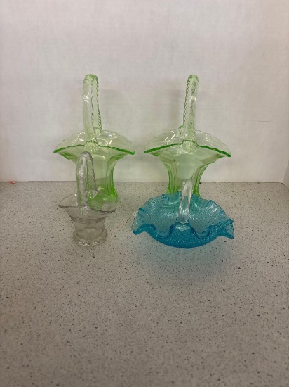 Westmoreland Green glass baskets