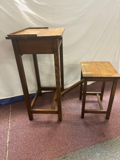 antique Oak telephone Hideaway stand