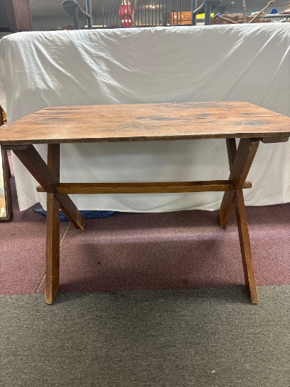antique redwood collapsible fold away camp table