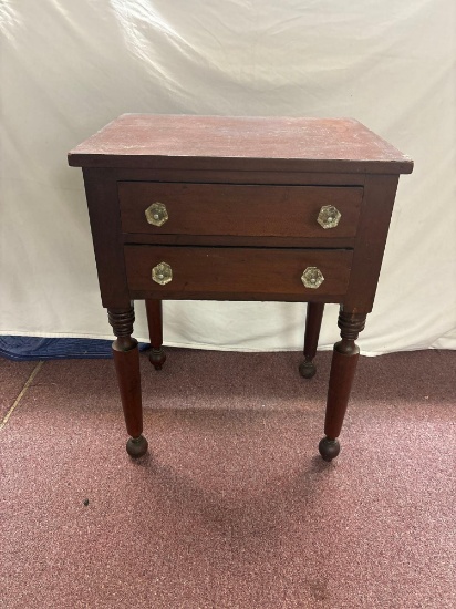 antique two drawer stand glass knobs