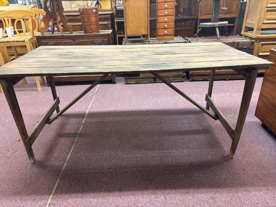 primitive split board farm worktable