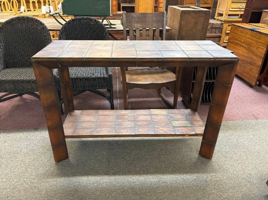 Console Hall table wrapped in leather