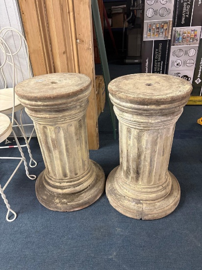 two plaster pedestals 25 inches tall