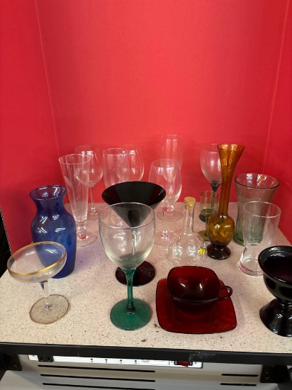 miscellaneous glass stemware cup saucers vases