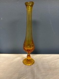 vintage Fenton Amber swung vase