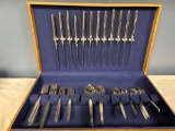 stainless steel flatware set in chest