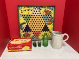 Chinese Checkers board votive lights ironstone pitcher