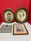 Two vintage photos cat picture frame