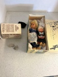 2 Dutch sleepy eye dolls, and Berlin Wall rocks
