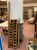 Wood cubbies and measuring sticks