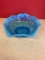 Fenton Art Glass Honeycomb and Clover Blue Opalescent Berry Bowl 9 inches