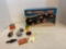 vintage miniature objects three boxes string of fish lights