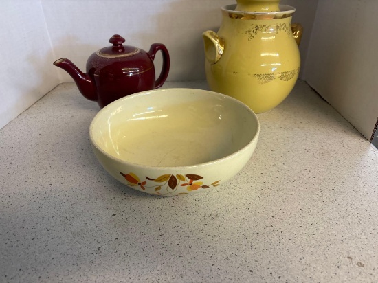 Hall China Squiggle Ccokie Jar Tea Pot Jewel Tea Bowl