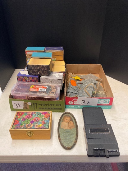 Mini Storage boxes with crafting items plus metal signs mother picture