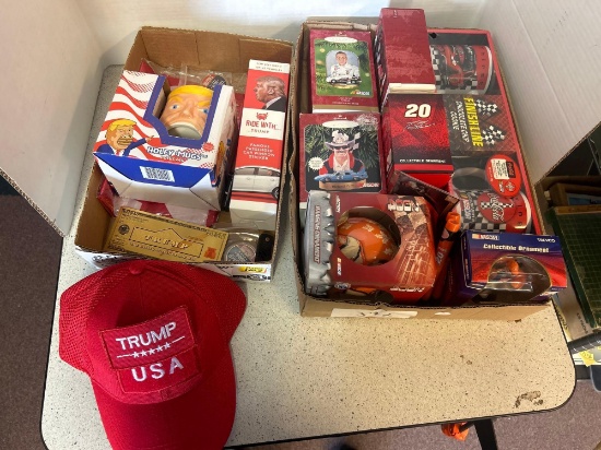 Donald Trump hat, and other memorabilia, NASCAR ornaments mugs Coca-Cola, collectibles