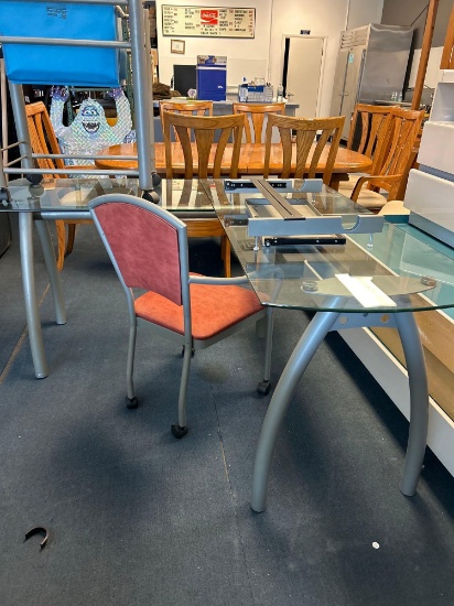 3 pc glass top desk set file and office chair ?L? shape