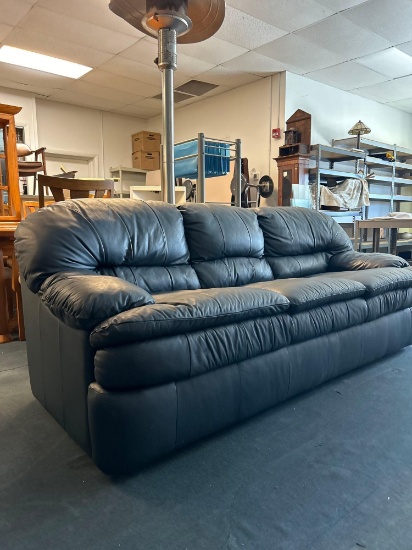 quality real leather Lane 3 cushion sofa bed dark blue