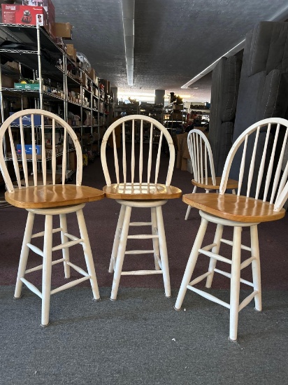 3 bar stools and 3 chairs