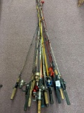 large lot of fishing poles