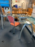 3 pc glass top desk set file and office chair ?L? shape