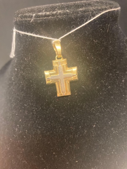 Gold cross pendant marked 585