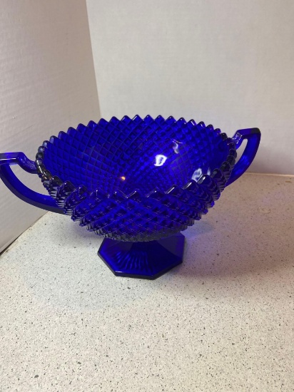 Vintage blue hobnail bowl