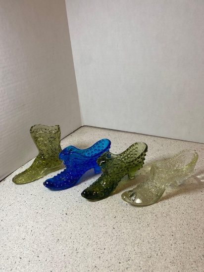 Four Fenton glass slipper shoes