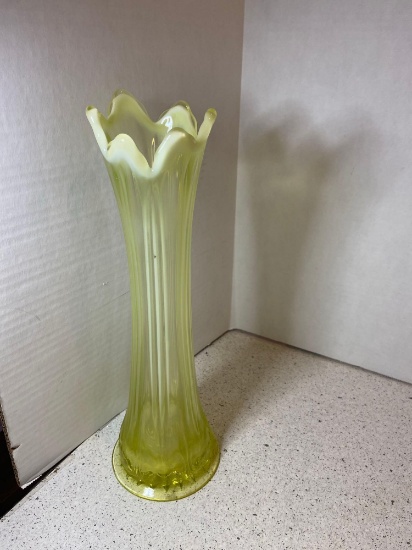 Vintage topaz opalescent swung vase