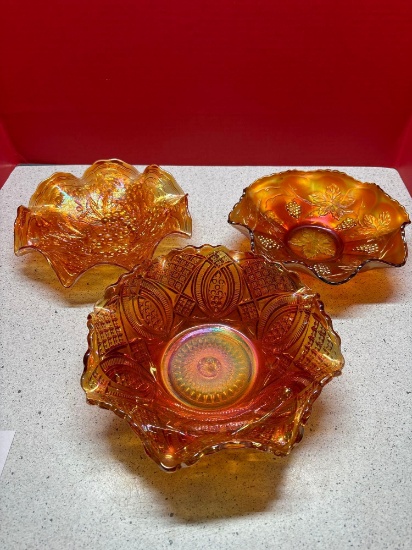 vintage carnival glass bowls