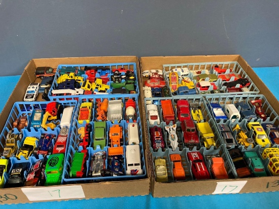 Two flats of die cast cars
