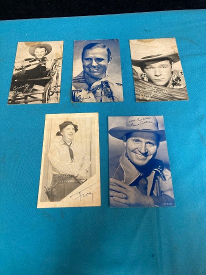 5 vintage cowboy postcards
