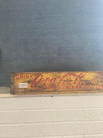 Antique Coca Cola wooden crate yellow and red