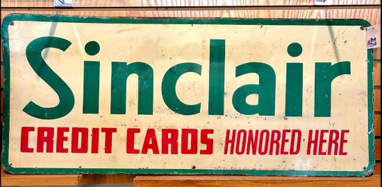 Sinclair station credit cards advertising sign 42? x 18?