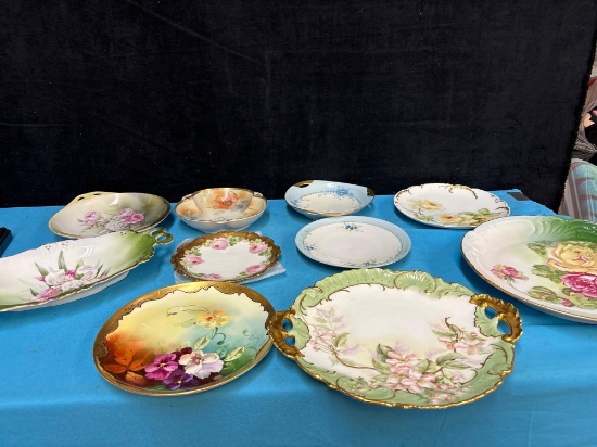 antique porcelain paint decorated plates