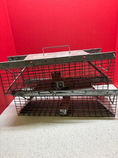 Two small live animal traps