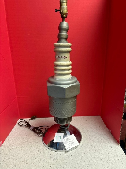 Champion spark plug advertising lamp chrome base 26 inches tall
