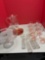 pink depression glass Cake plate heavy glass serving pieces
