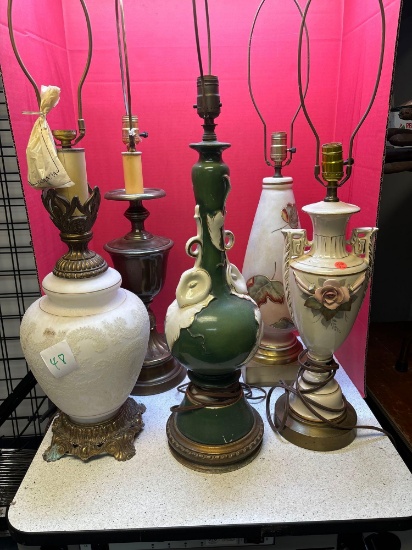 five vintage lamps
