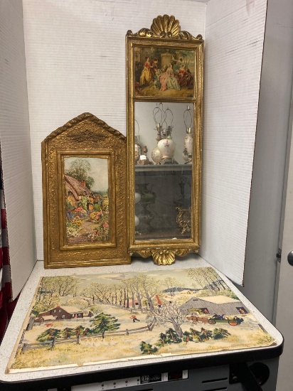 Mirror, pictures, metal stand, etc