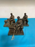 3 brass Abraham Lincoln bookends